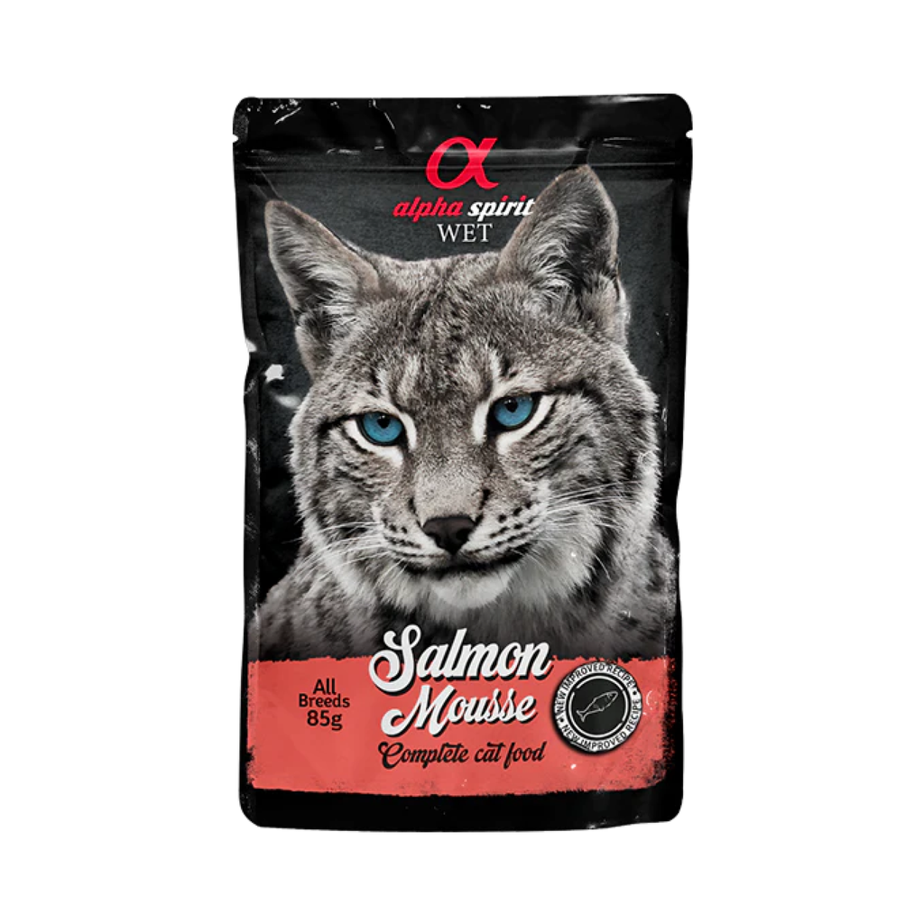 Alpha Spirit Salmon Mousse for Cats, 24 x 85 g Pouches
