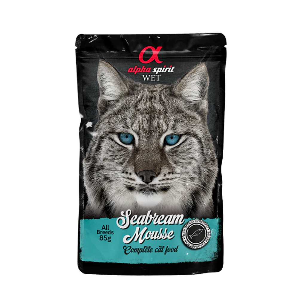 Alpha Spirit Seabream Mousse for Cats, 24 x 85 g Pouches