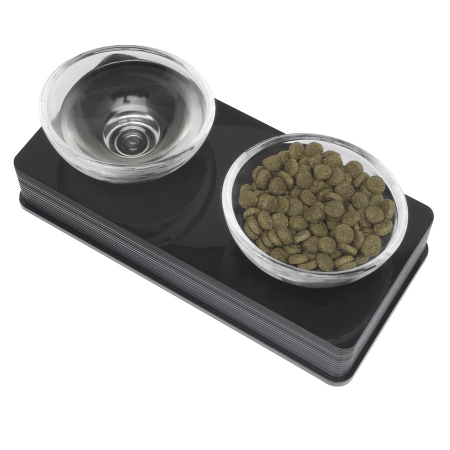 Hagen Glass Cat Bowl Black