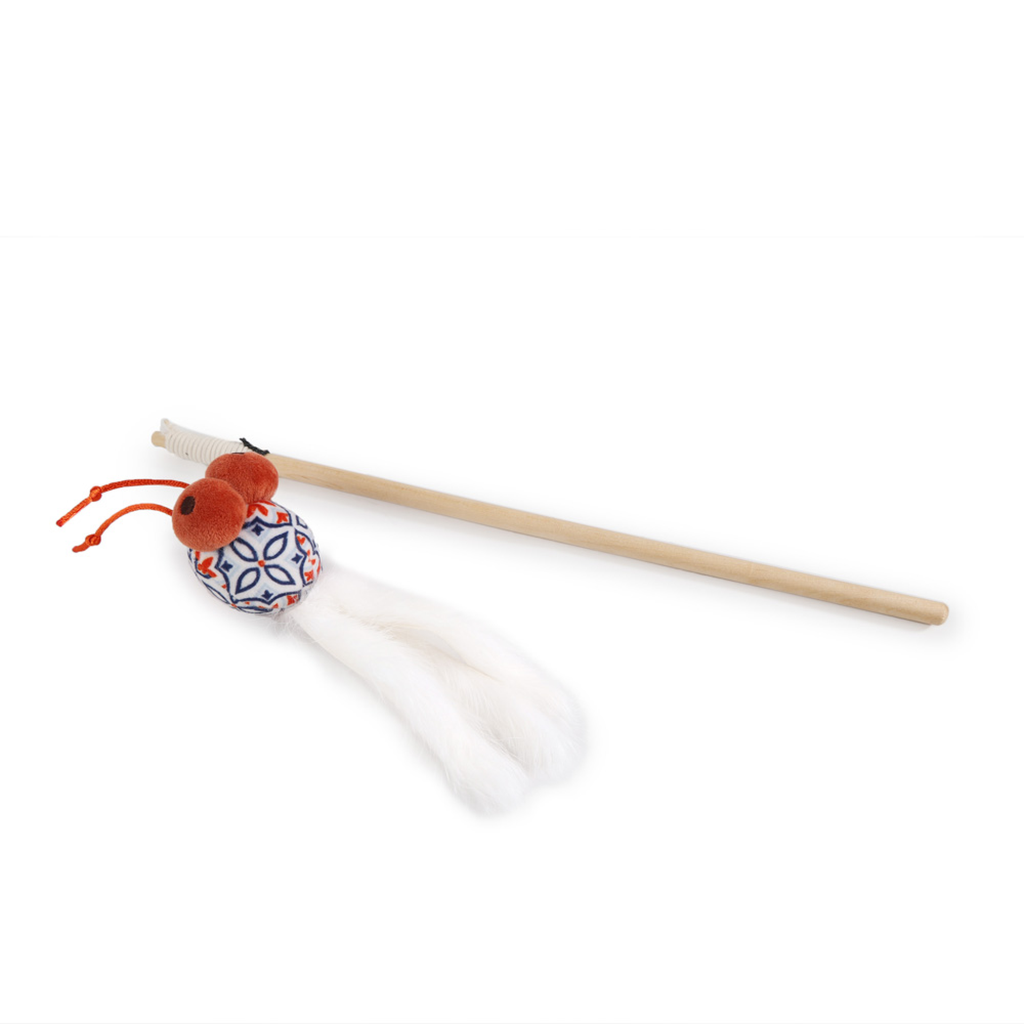 ALL FOR PAWS Vintage Real Rabbit Fur Pompom Teaser
