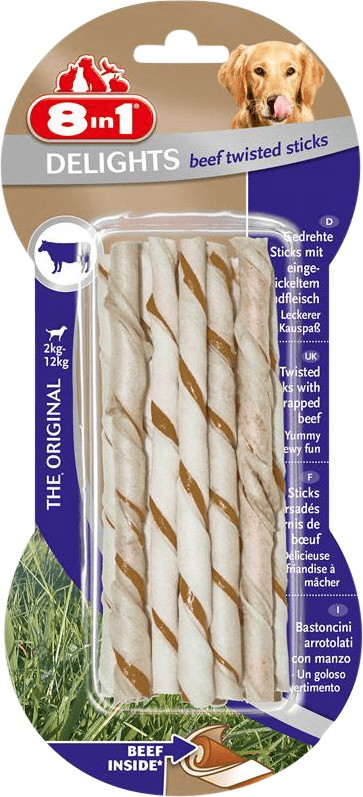 8in1 Delights Beef Twisted Sticks 10 pcs 190gm