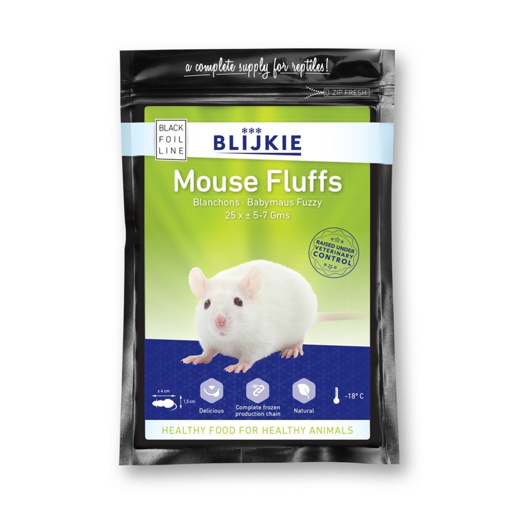 KIEZEBRINK Blijkie Black Foil Line Fuzzy Mice 4-6 g, 20-25 pcs