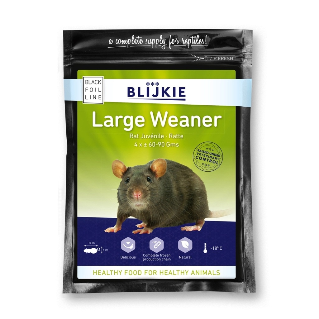 KIEZEBRINK Blijkie Black Foil Line Large Weanerrat 60-90 g, 4 pcs