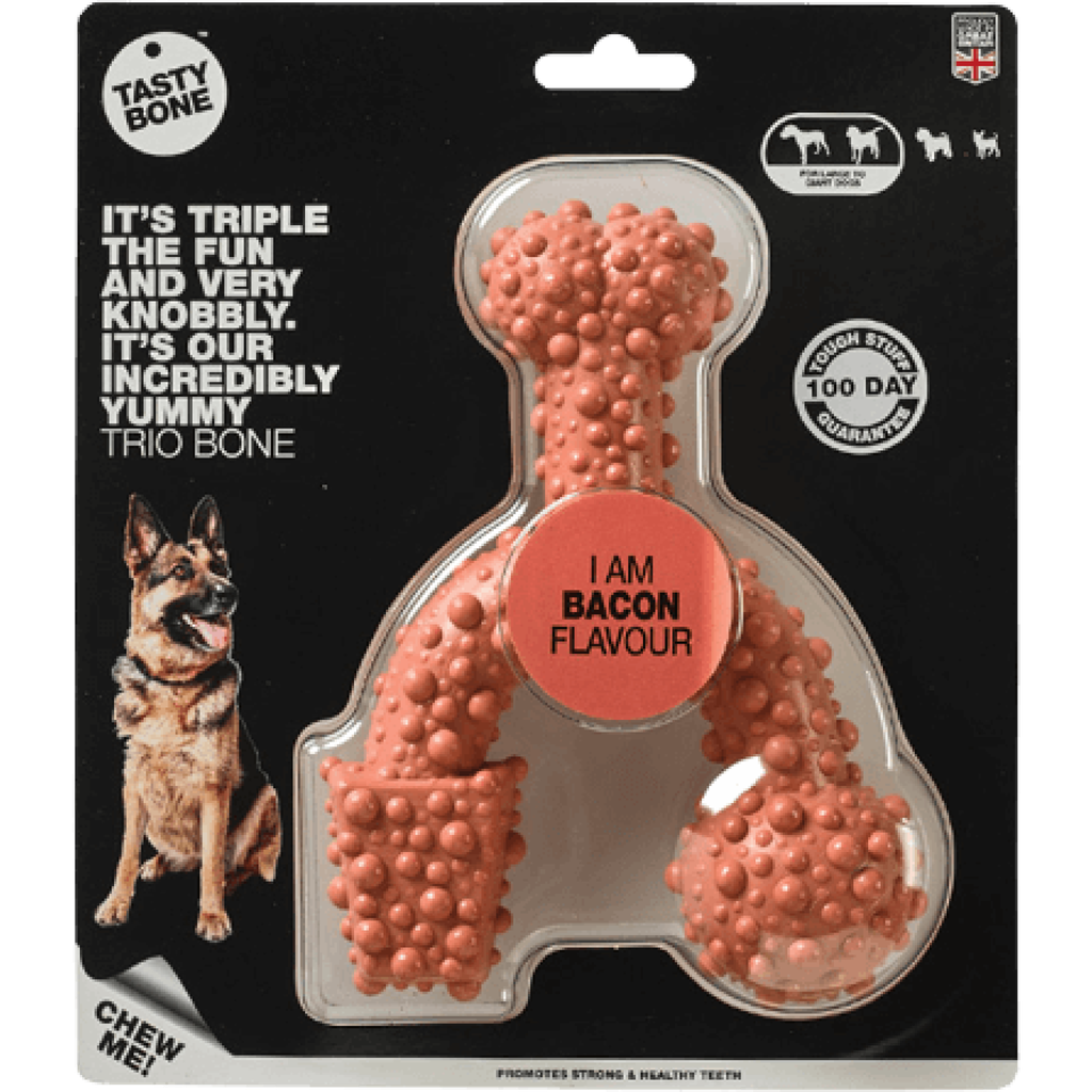 TastyBone TastyBone Nylon Trio Bone Toy for Large Dogs, Bacon Flavor
