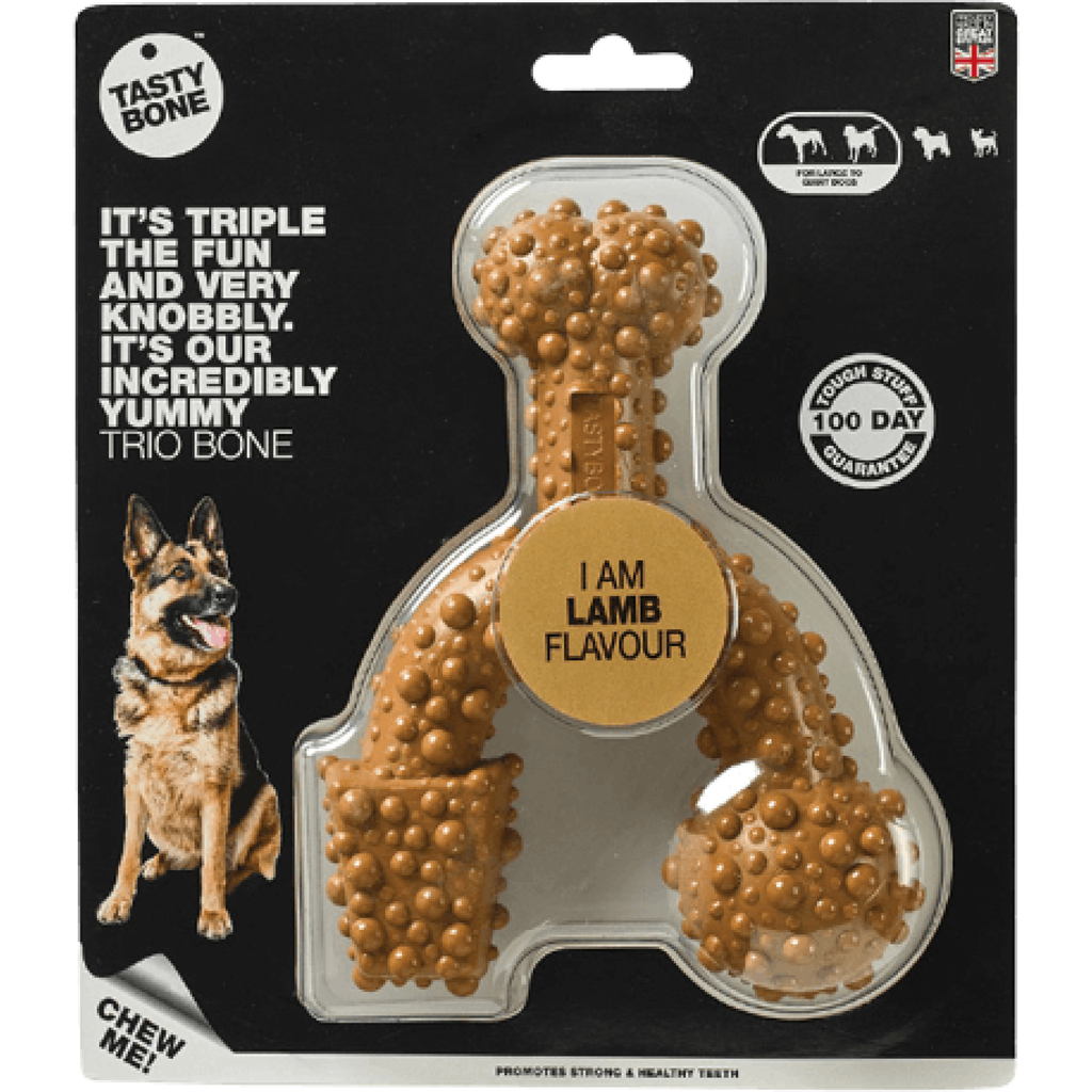 TastyBone TastyBone Nylon Trio Bone Toy for Large Dogs, Lamb Flavor