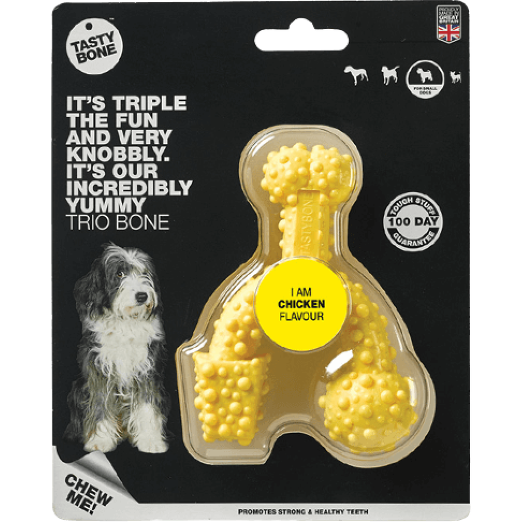 TastyBone TastyBone Nylon Trio Bone Toy for Small Dogs, Chicken Flavor