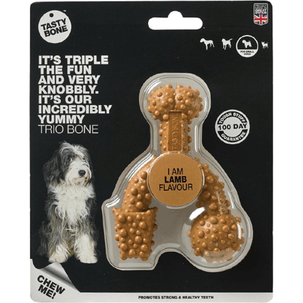TastyBone TastyBone Nylon Trio Bone Toy for Small Dogs, Lamb Flavor