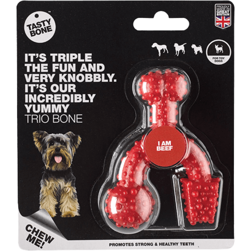 TastyBone TastyBone Nylon Trio Bone Toy Dog, Beef Flavor