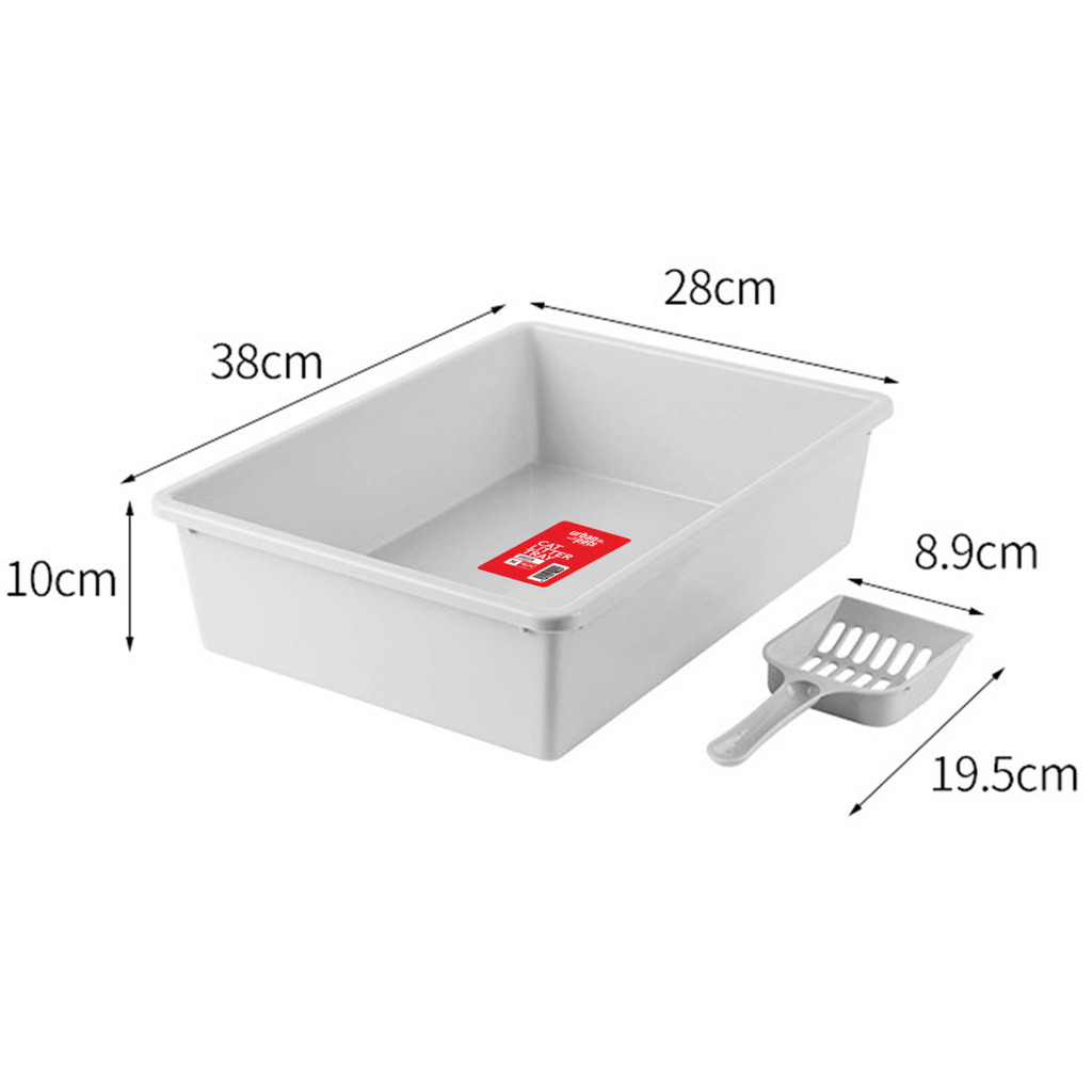 Urban Pets Cat Litter Tray with Scoop White, Medium, 38 x 28 x 10 cm