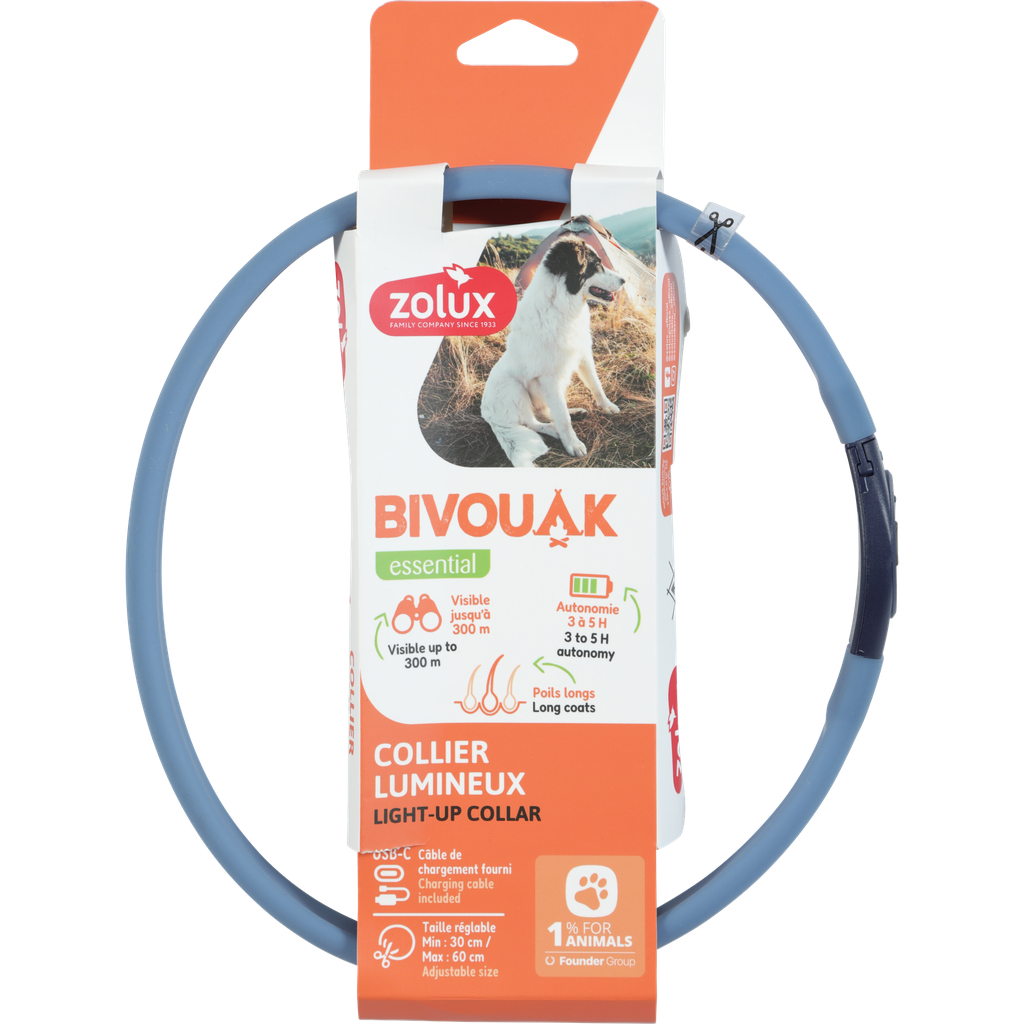 Zolux BVK Led Collar Long-Hair Blue