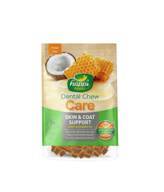 Happi Doggy Dental Chew Care Skin & Coat Support 2.5inch 18pcs 150gm