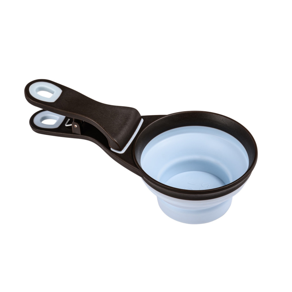 ZOLUX 2-in-1 Silicone Measuring Cup with Food Bag Clip Blue, 237 ml