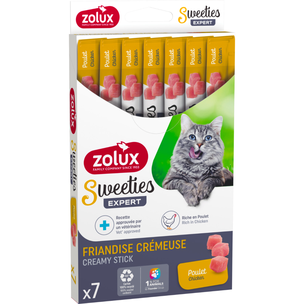 ZOLUX Sweeties Creamy Stick for Cats, Chicken, 7 pcs/box