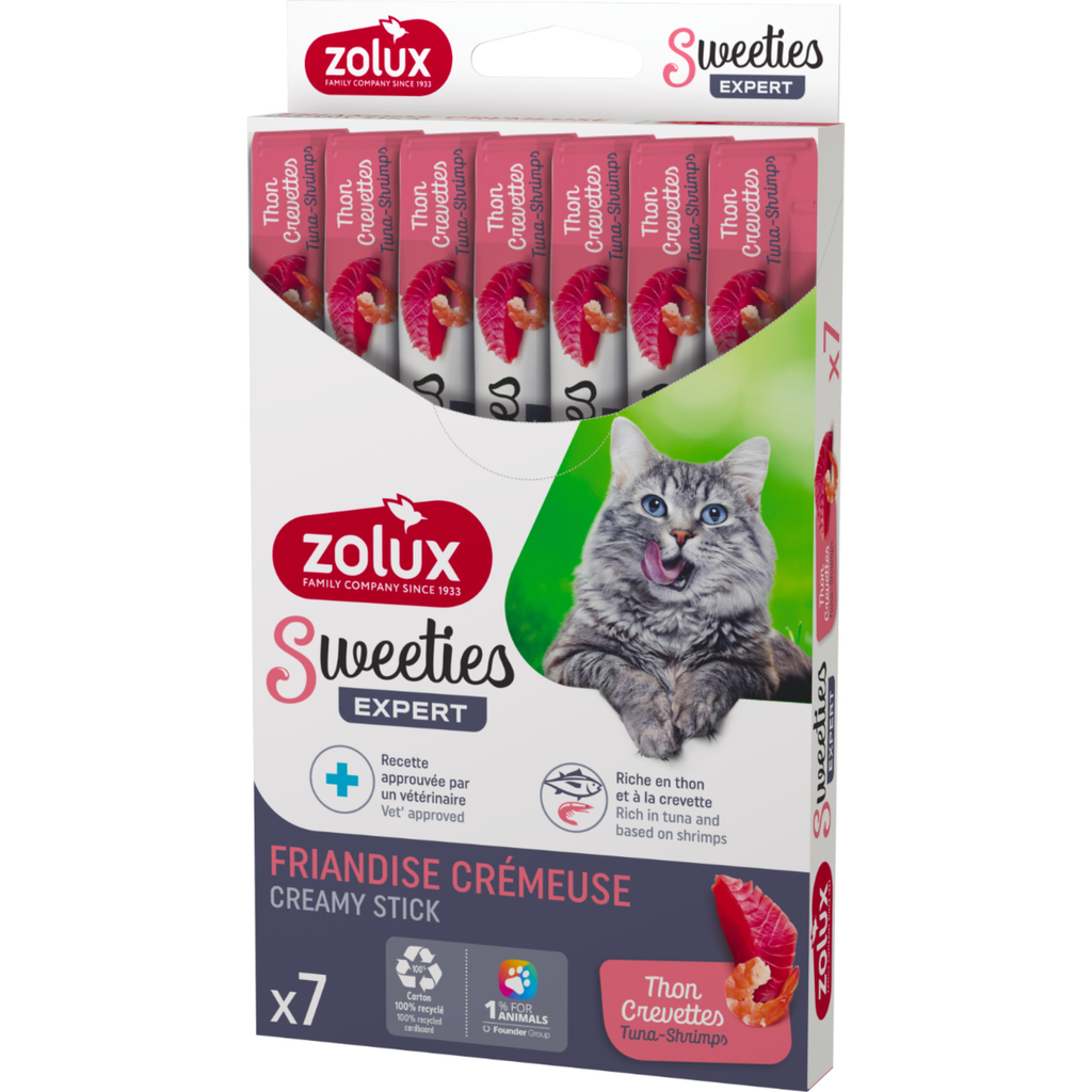ZOLUX Sweeties Creamy Stick for Cats, Tuna Shrimp, 7 pcs/box