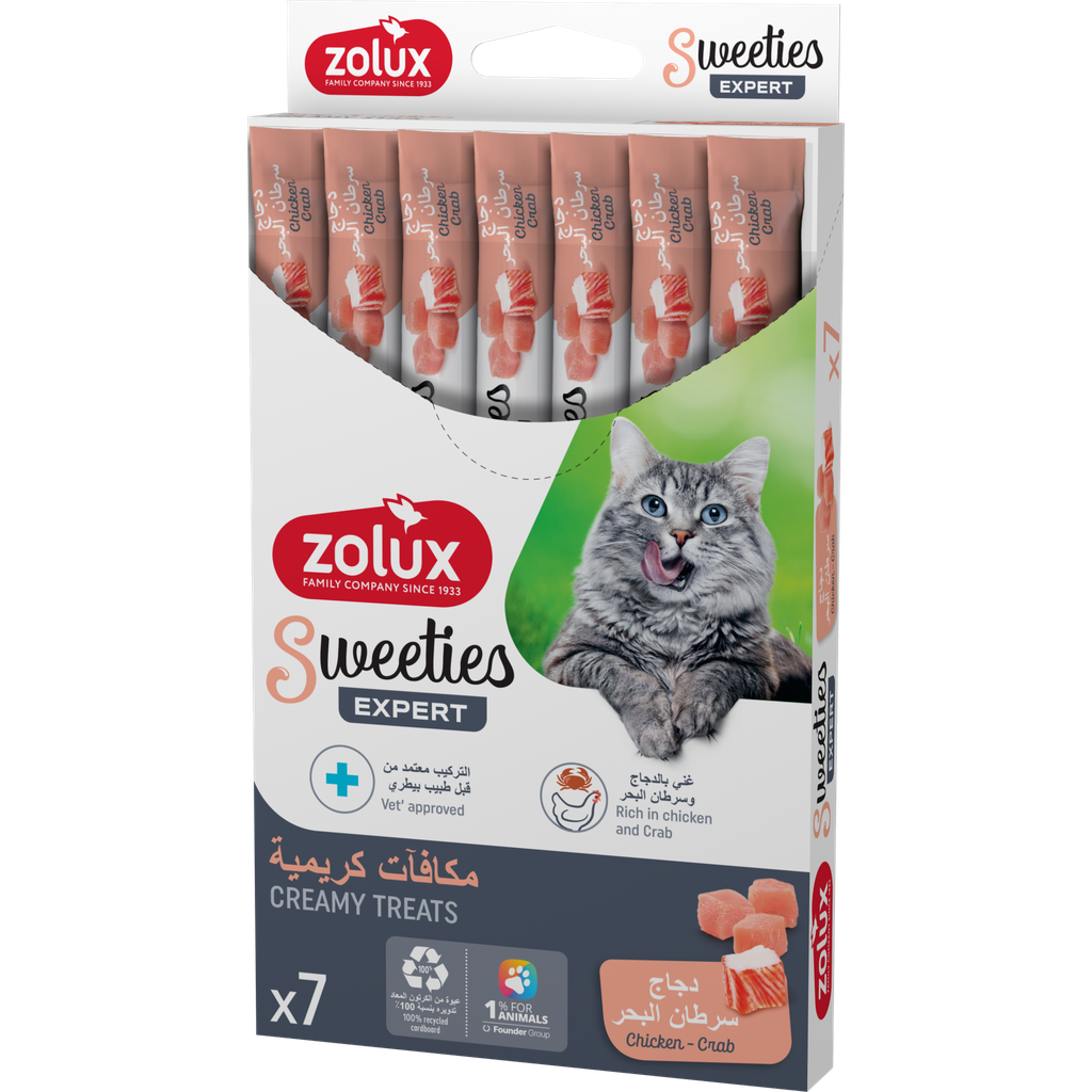 ZOLUX Sweeties Creamy Stick for Cats, Chicken Crab, 7 pcs/box
