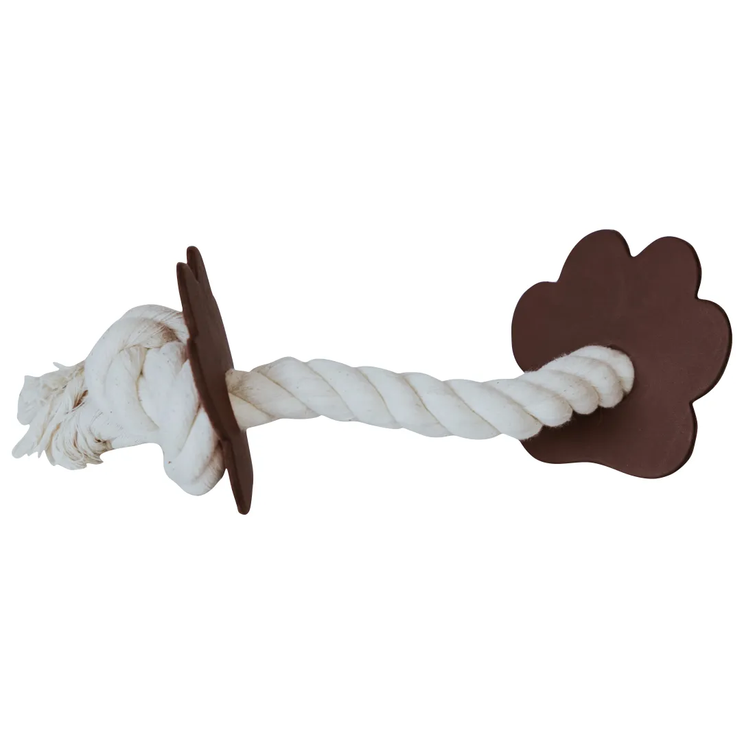 Huntlea Rope 2 Knot with Paw Leather Dog Toy - BLACK/LARGE