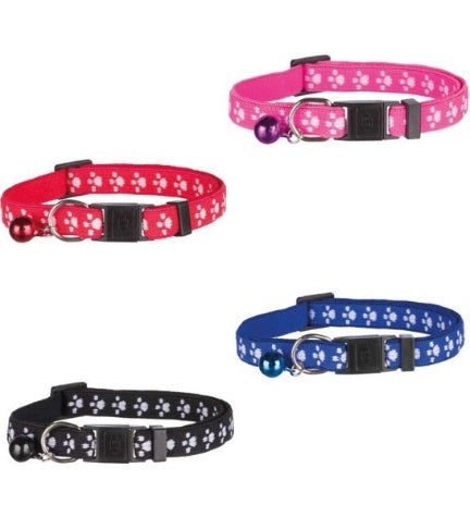 Trixie Paw Motif Elastic Cat Collar - BLACK/20-35CM