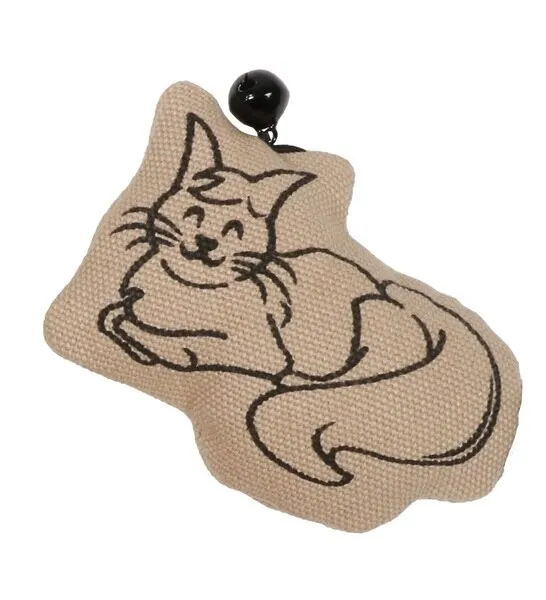 D&D Home I Love Happy Cats Relaxing Happy Cat Chase Toy with Bell - BEIGE/10X2X6.5CM