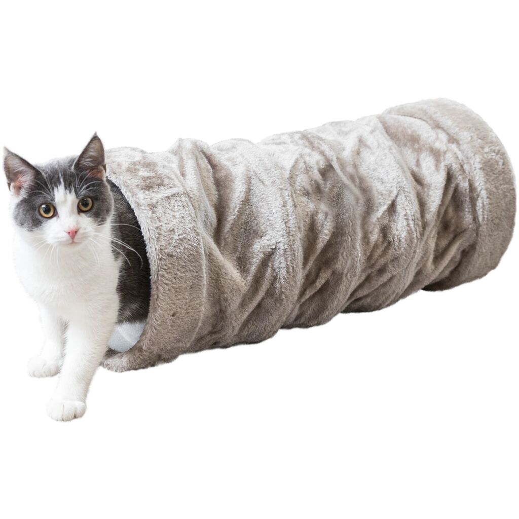 Trixie Plush Playing Tunnel for Cats - GREY/22X60CM