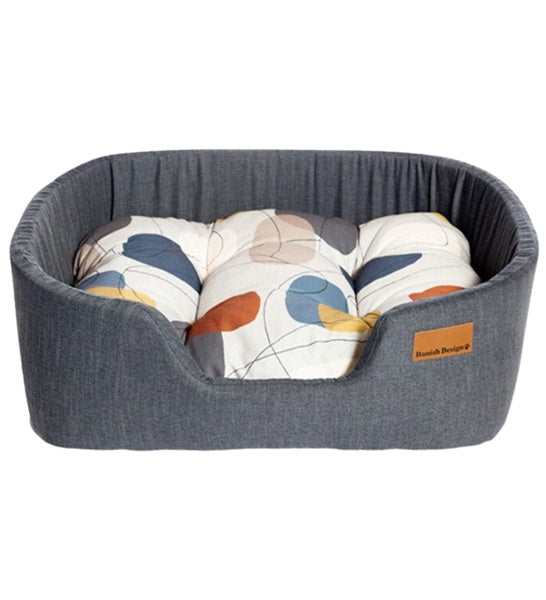 Danish Design Colour Block Lux Slumber Dog Bed - STEEL/81X55X27CM