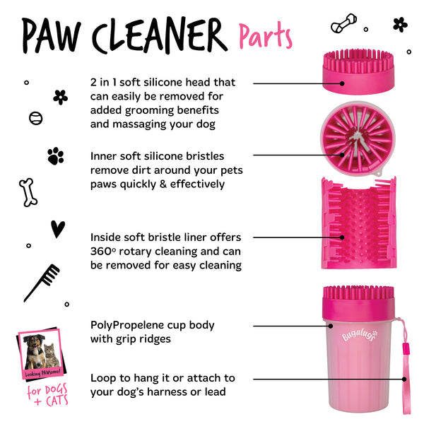 Bugalugs Paw Cleaner Cup for Dogs & Cats - PINK/LARGE