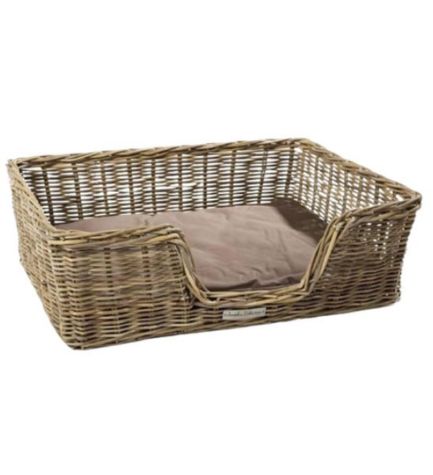 51DN Rattan Rectangular Basket with Cushion Dog Bed - 80CM