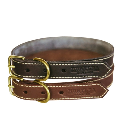 Huntlea Lion Leather Dog Collar - BLACK/600X25MM