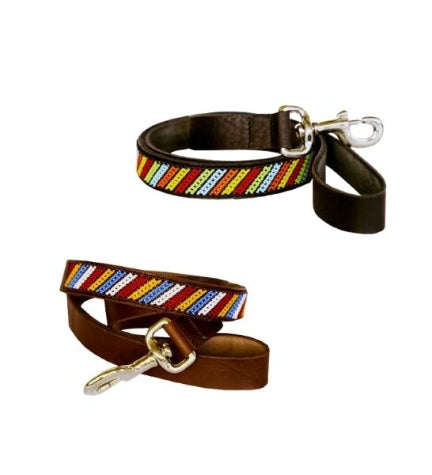 Huntlea Beaded Stripe Dog Lead - BLACK/1200X20MM