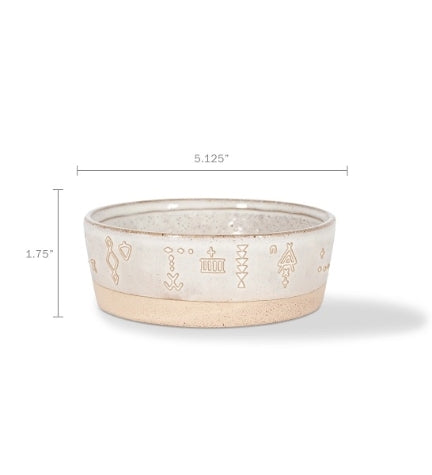 PetShop by Fringe Studio Tribal Marks Stoneware Bowl - WHITE/SMALL