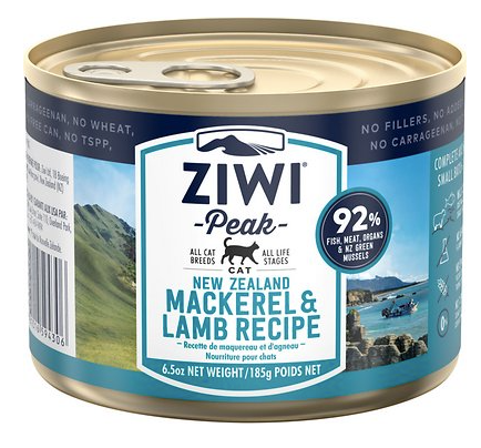 ZiwiPeak Cat Wet Food Moist Mackerel & Lamb 185gm