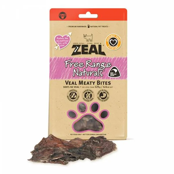 Zeal Free Range Naturals Veal Meaty Bites Dog Treats 125gm