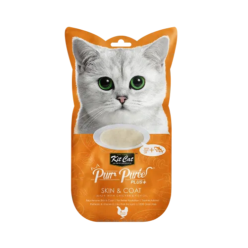 [3222] Kit Cat Purr Puree Plus Skin & Coat Chicken 4x15gm