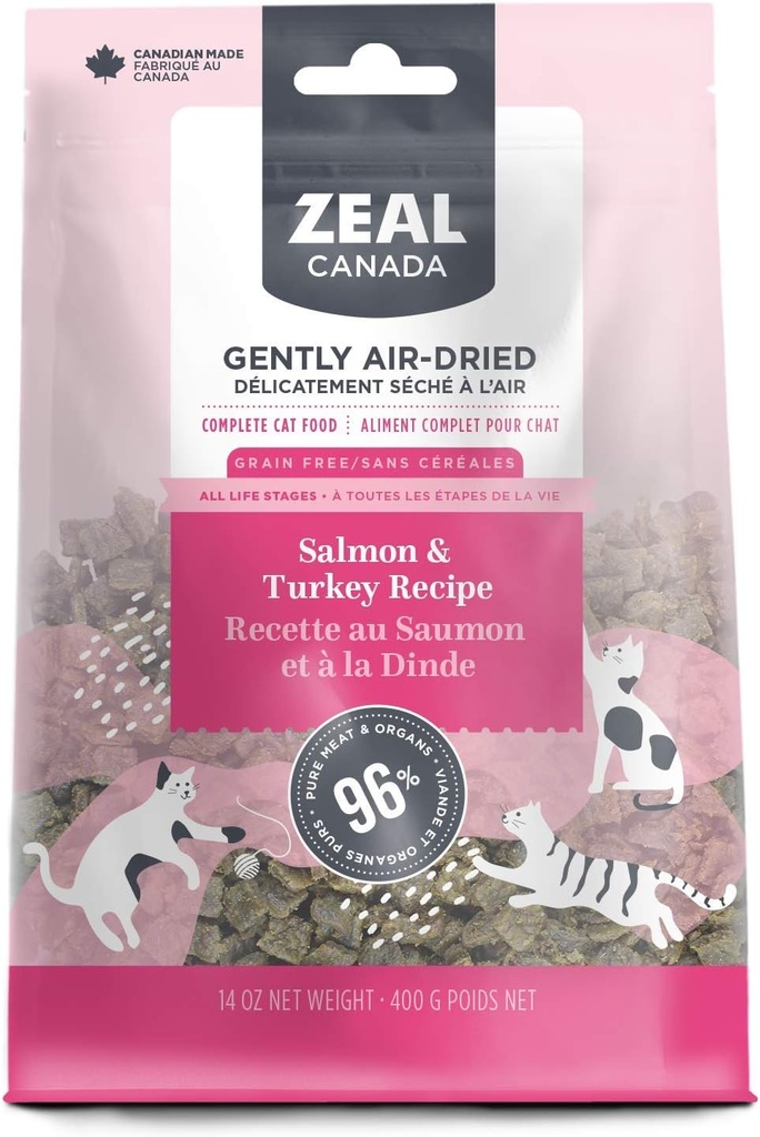 Zeal Canada Gently Air Dried Grain Free Cat Food Salmon and Turkey Recipe 400gm