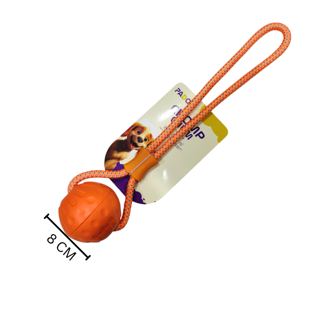 Pado Chomp Chum Ball With Rope EVA Toy-Orange [‚åÄ8cm,Rope Length:35cm]