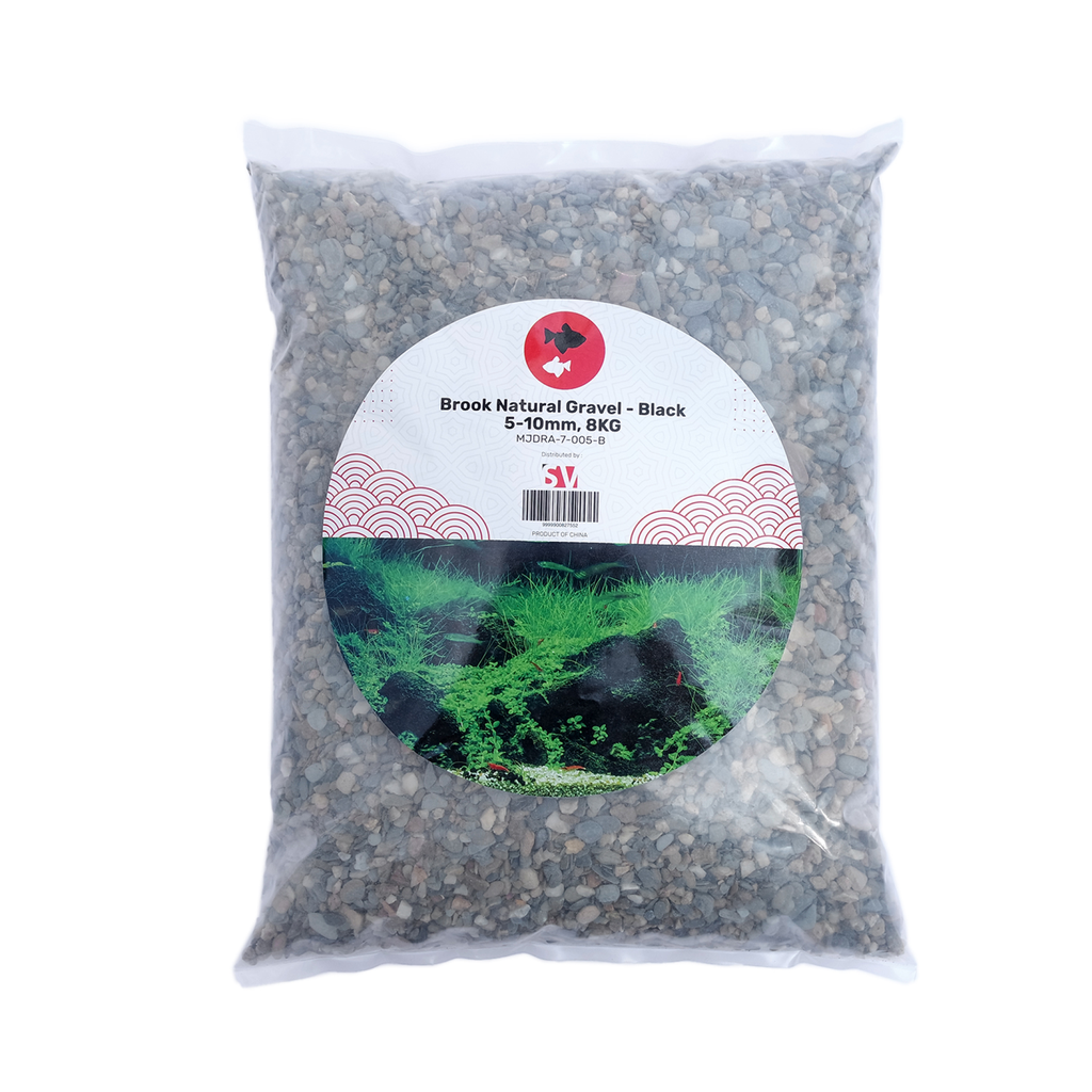 SV Aquarium Deco Brook Natural Gravel Black, 5-10 mm, 8 kg