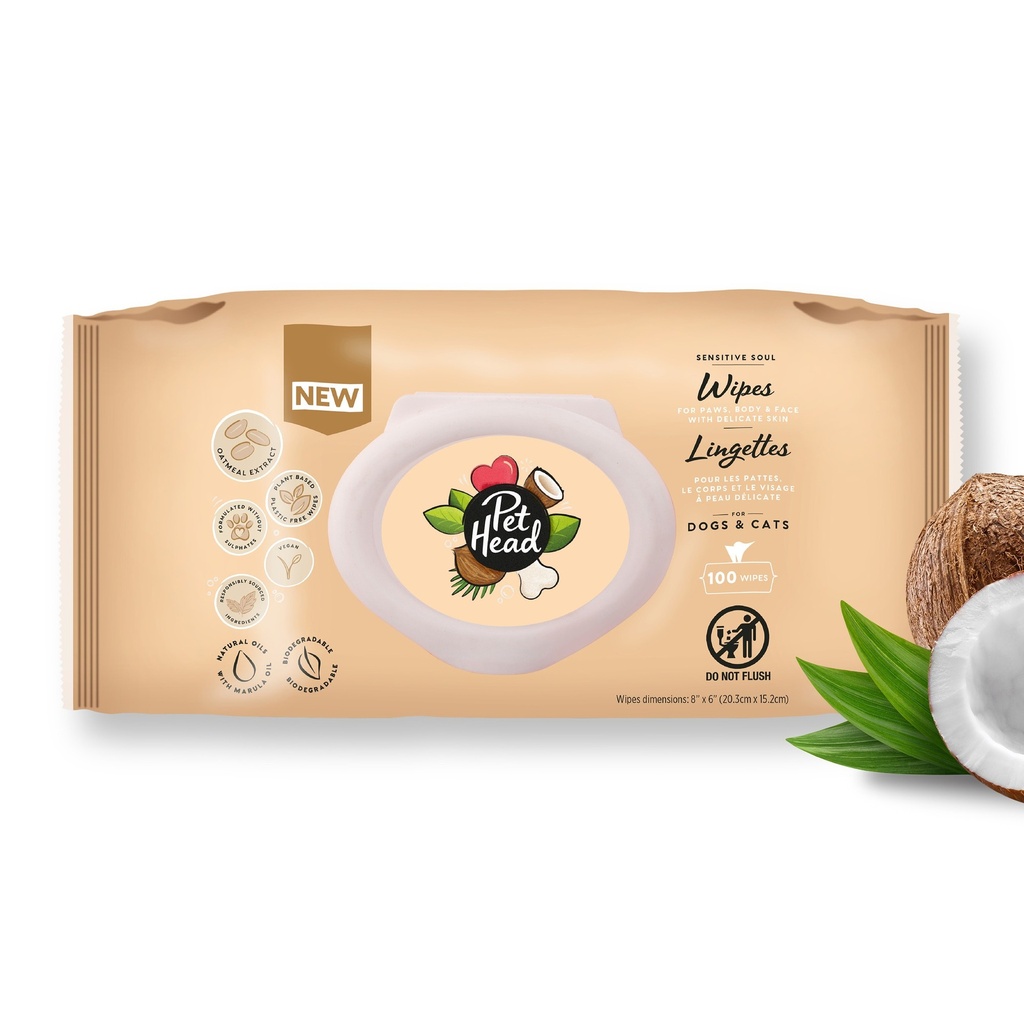 Pet Head Sensitive Soul Wipes 100/pk