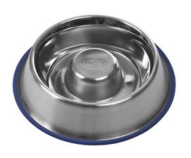 Kruuse Buster Stainless Steel Slow Feeder Blue Base Medium