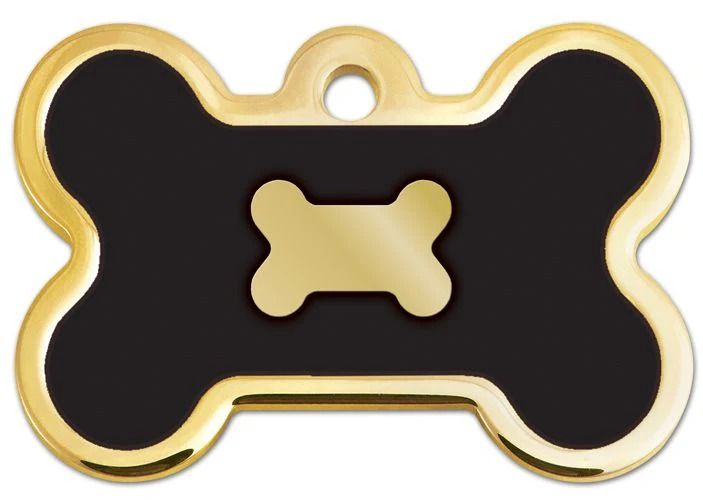 ID Tag Bone Epoxy Gold & Black LARGE