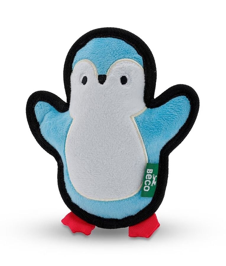 Beco Pets Rough & Tough Penguin Recycled Dog Toy BLUE-Small