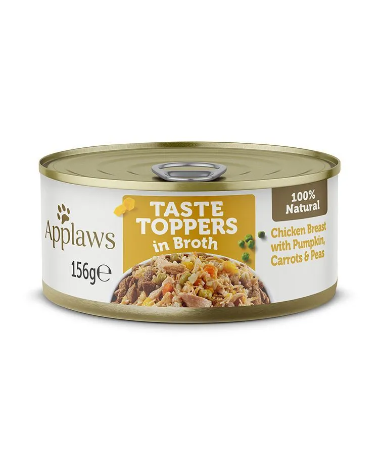 Applaws Taste Toppers in Broth Chicken with Vegetables Wet Dog Food 156g Tin 156G