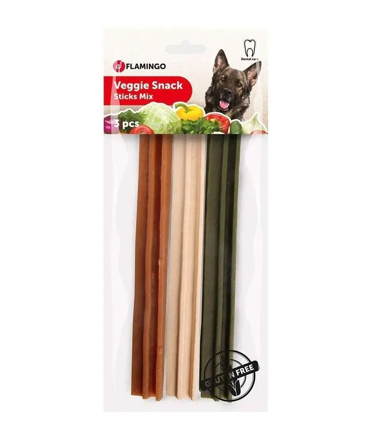 Flamingo Veggie Snack Natural Sticks Dog Treats 6pcs 12cm