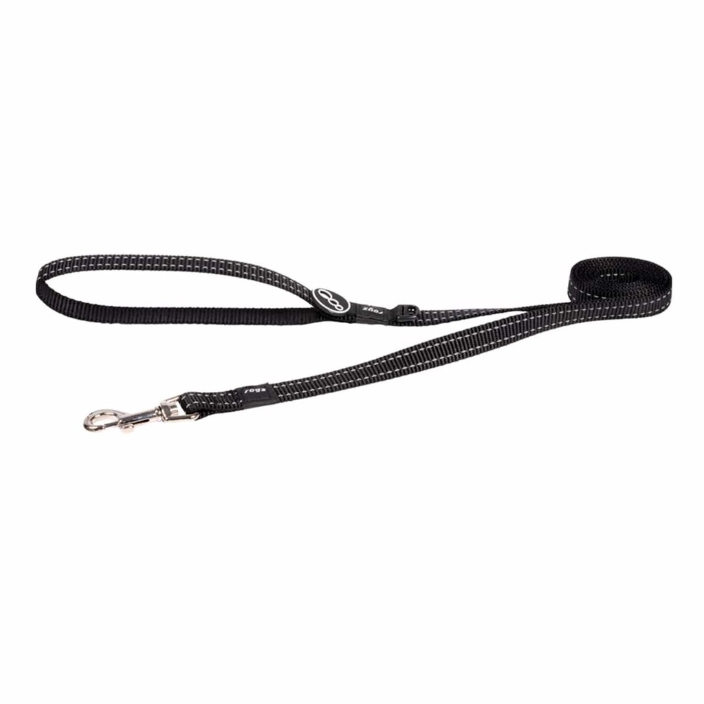 Rogz Utility Reflective Stitching Dog Leash BLACK-Large