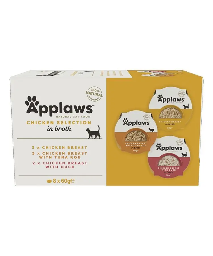 Applaws Chicken Selection in Broth Adult Wet Cat Food 8 x 60gm Pot