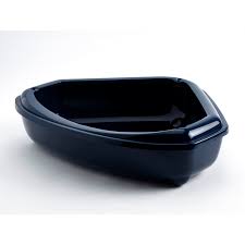 Moderna Corner Open Cat Litter Toilet Tray Royal Blue Color