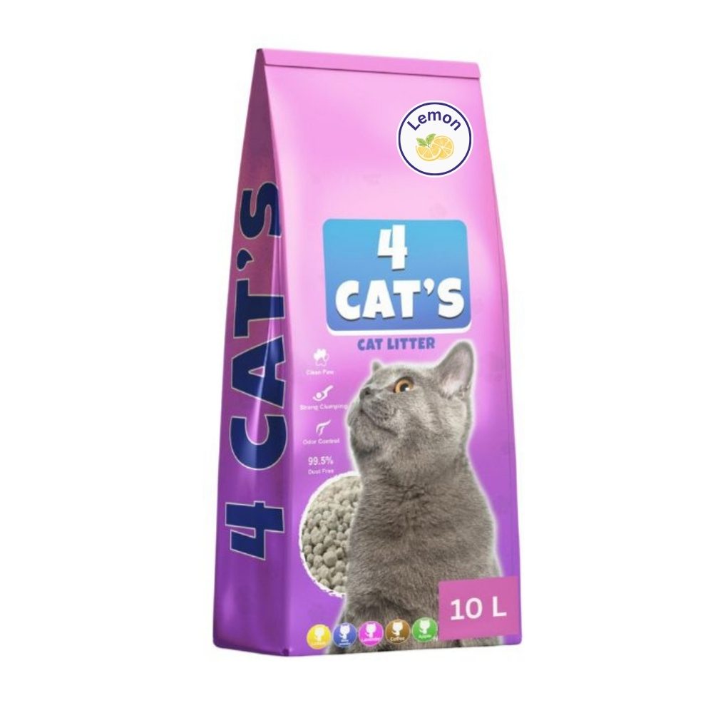 4 Cats Bentonite Clumping Cat Litter -10L(7.2kg)-Lemon