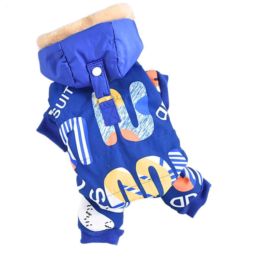 Hong Pet Printed Windproof Coat - Blue - M