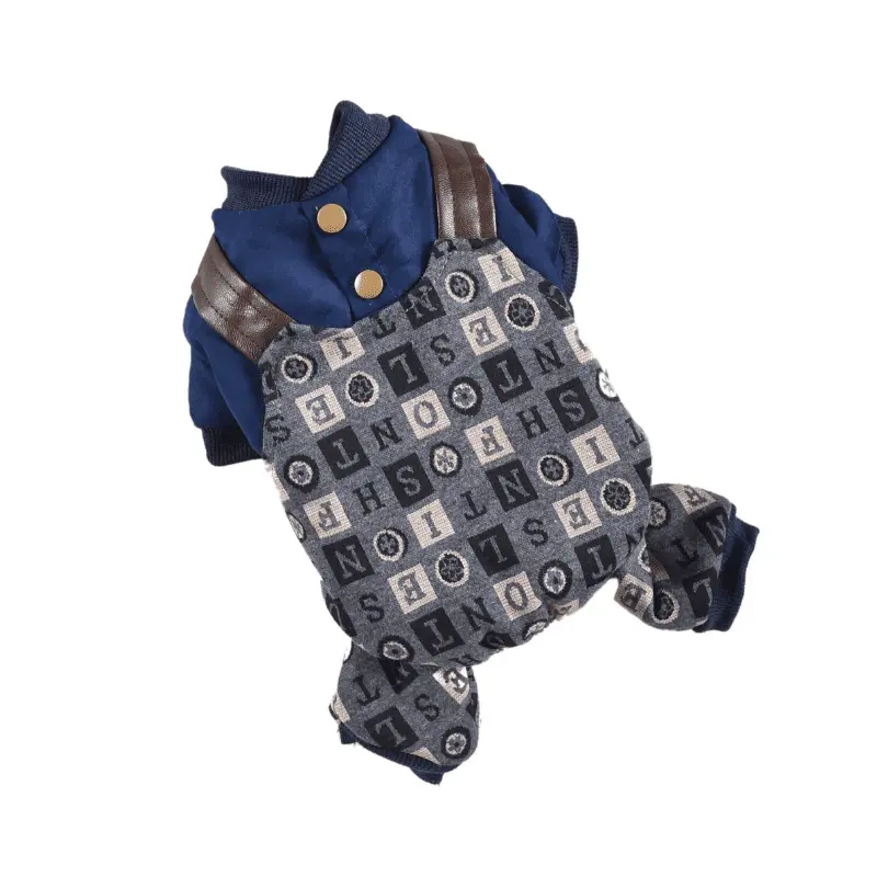 Hong Pet Four-Legged Knit Print Suspenders - Dark Blue - S