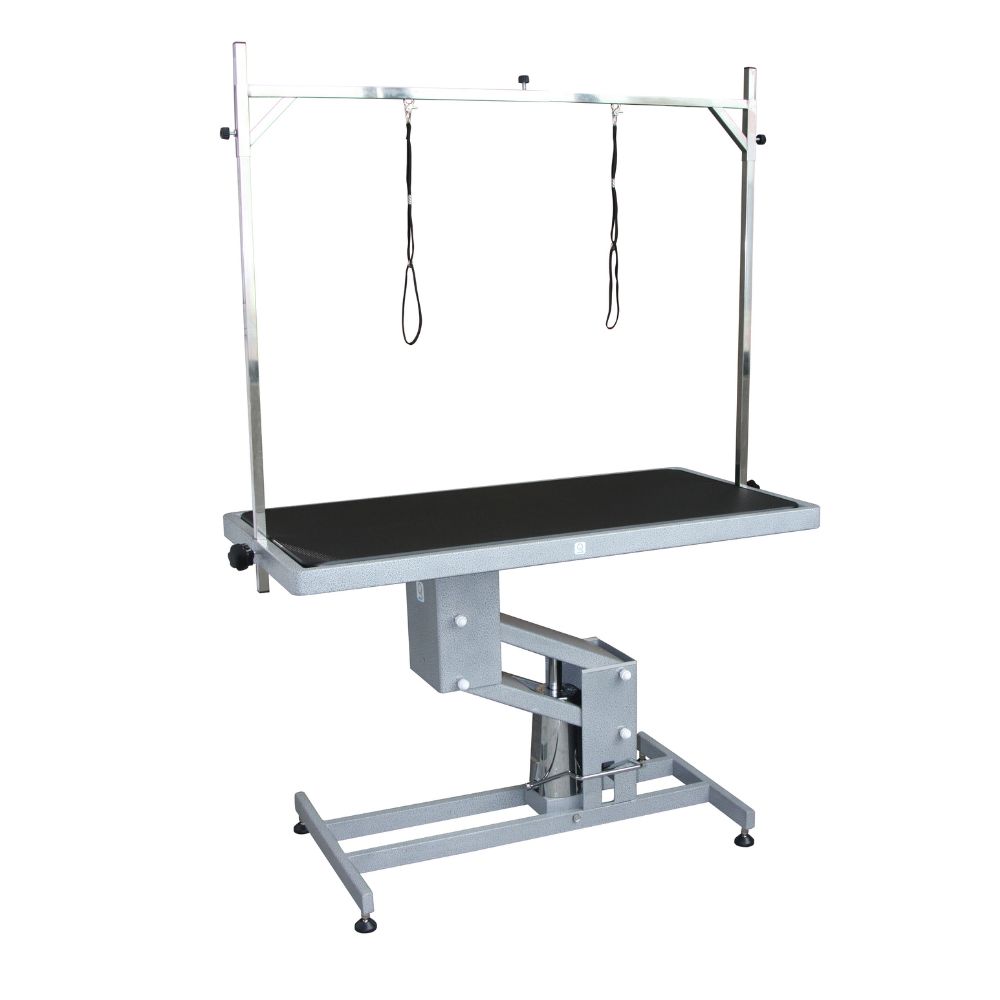 Aeolus Hydraulic Lifiting Table With  Overhead Arm, Black Single Side Top (126*65*51.5--101cm)