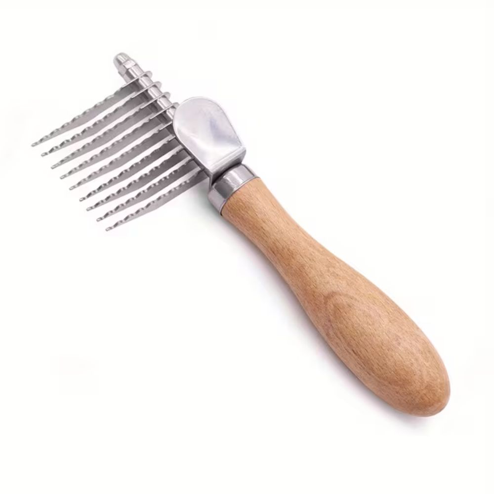 For pet Professional Pet Grooming Brush with Wooden Handle-18.5*6*3cm
