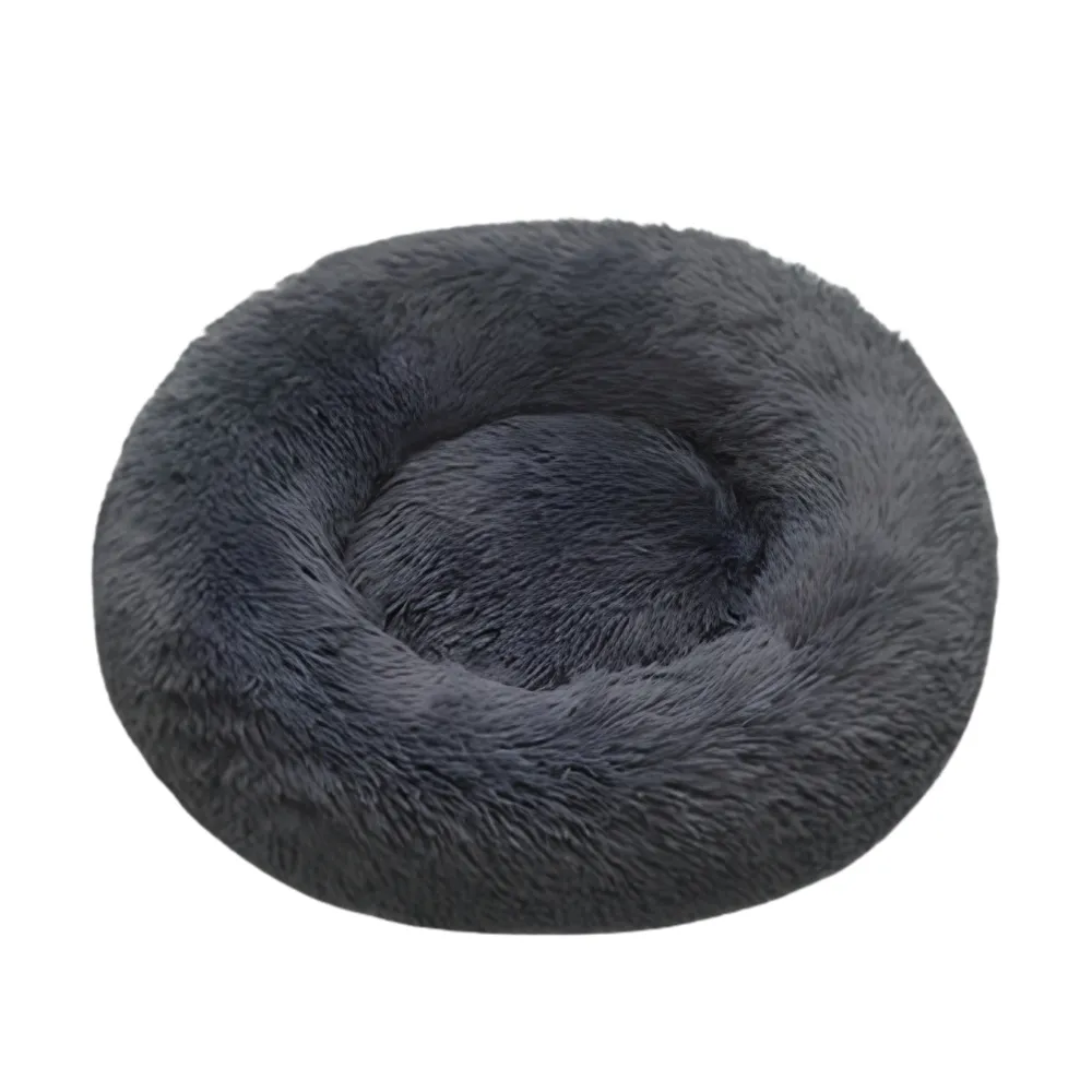 Coco Kindi Soft Plush Round Bed- Dark Grey-80cm